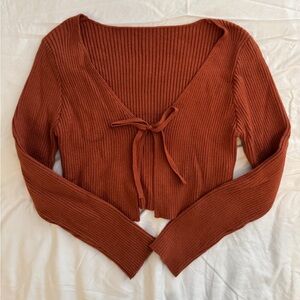 Rust Ribbed Knit Sweater